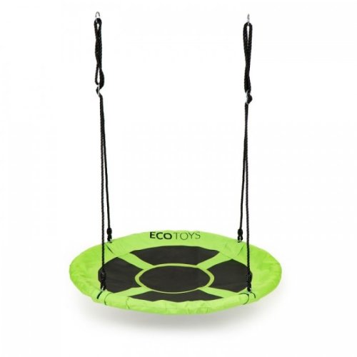 Ecotoys - Leagan pentru copii rotund, tip cuib de barza, suspendat, 100 cm, mct mir6001 - verde