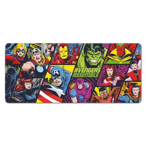 Mousepad profesional pentru gaming si birou Marvel Avengers, model XL, antiderapant, impermeabil, 80x35 cm