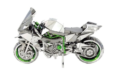 Nano Puzzle Metalic, 3D, RoveZone, Educativ, Model Motocicleta Kawasaki Ninja H2R, 93 Piese