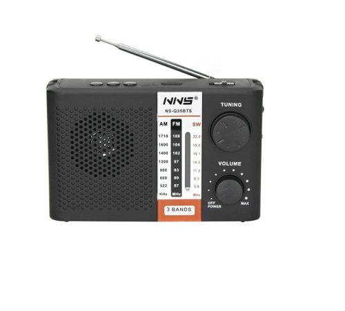 Radio Portabil cu Acumulator si Lanterna, Soundvox NS-Q35BT, FM/AM/SW, Bluetooth, USB, TF Card, Negru