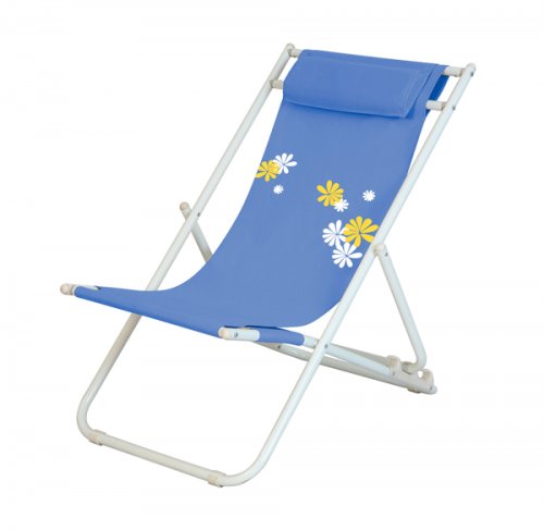 RAKI FLOWER 6 Scaun pliant cu perna 56,5x91x96cm reglabil 3 pozitii pentru camping, plaja, albastru