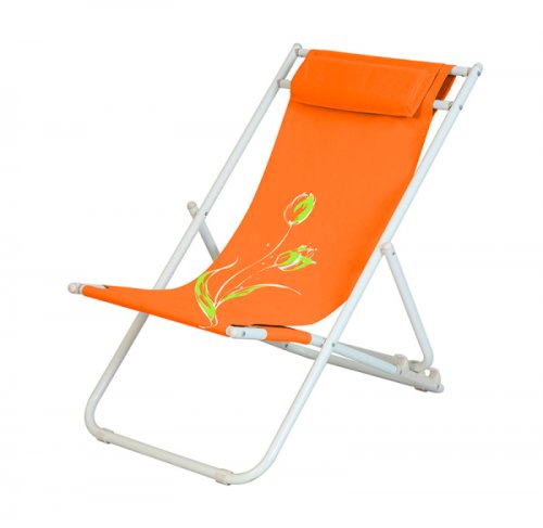 RAKI FLOWER 7 Scaun pliant cu perna 56,5x91x96cm reglabil 3 pozitii pentru camping, plaja, orange
