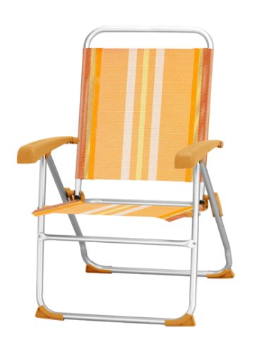 RAKI GUAMARE Scaun pliant din aluminiu 58x100x115cm reglabil 8 pozitii pentru plaja, camping, orange