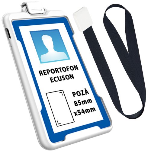Reportofon spion ecuson cu poza activat vocal K3, EJ Products, 16 GB, cu snur, MP3 player, reducerea zgomotului de fundal, alb