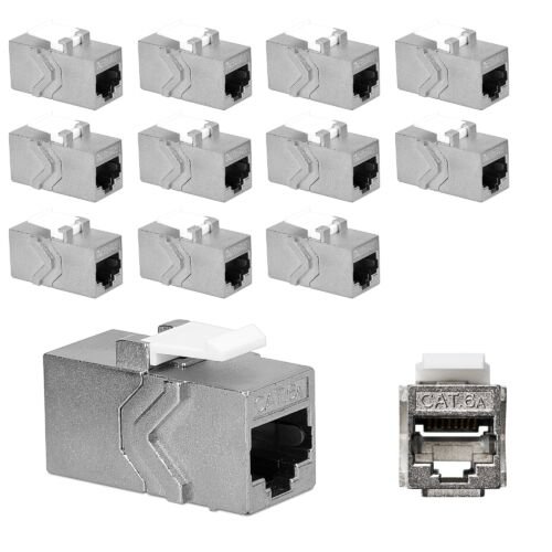 Set 12 Mufe pentru cabluri Ethernet RJ45 si Cat 6A, Kwmobile, Argintiu, Metal, 52348.01.12