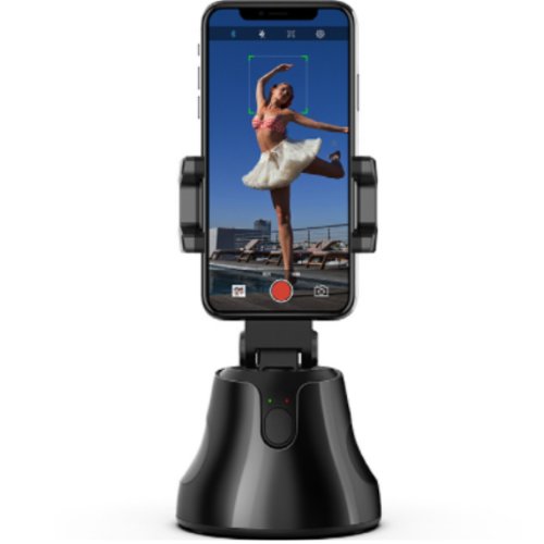 Suport rotativ inteligent pentru telefon, rotire 360°, urmarire automata, detectare fata, pentru vlogging, streaming, negru