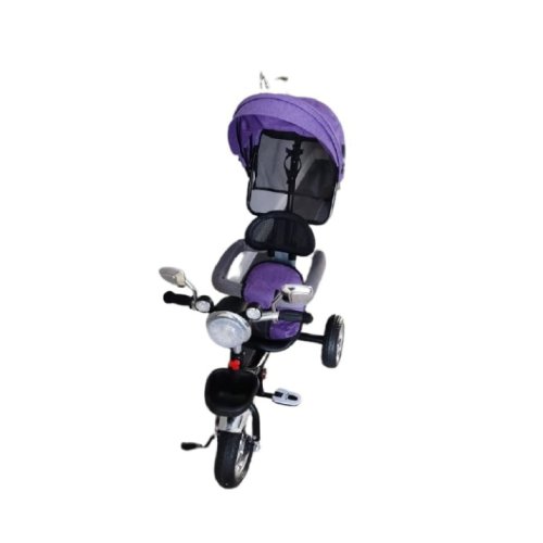 Tricicleta copii Go Kart Simple 8-36 luni, roti plastic, suport picioare, maner parental, suport bidon apa, cosulet jucarii, mov