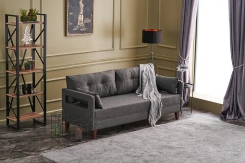 Canapea fixa Comfort, Balcab Home, 3 locuri, 206x80x80 cm, lemn, antracit