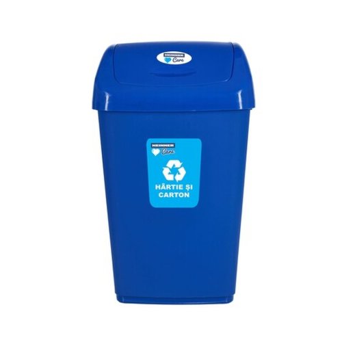 Cos de gunoi cu capac batant pentru reciclare selectiva, Heinner, 25 L, albastru