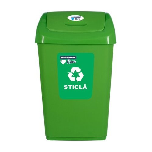 Cos de gunoi cu capac batant pentru reciclare selectiva, Heinner, 25 L, verde