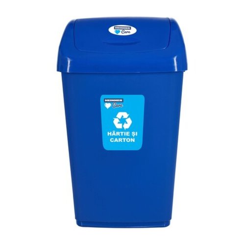 Cos de gunoi cu capac batant pentru reciclare selectiva, Heinner, 50 L, albastru
