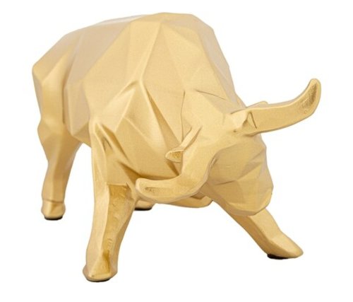 Decoratiune, Mauro Ferretti, Bull, 19.5 x 9.9 x 10.6 cm, polirasina, auriu
