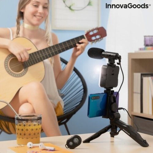 Kit de Vlogging cu lumina, microfon si telecomanda Plodni InnovaGoods 6 piese