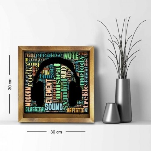 Tablou decorativ, Alpha Wall, Headphones, 30x30 cm
