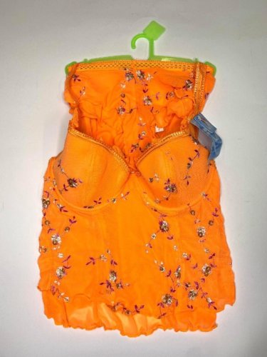 Set corset si chilot portocaliu-neon, XL