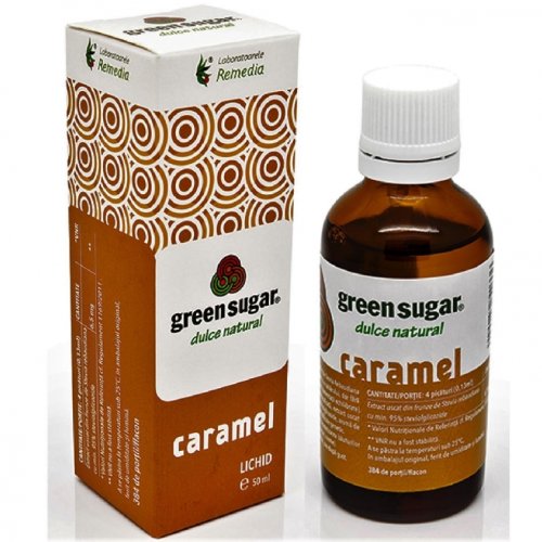 Remedia - Eritritol stevie indulcitor lichid caramel 50ml - green sugar