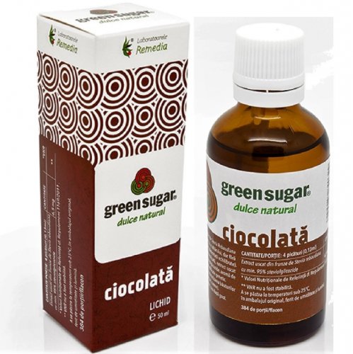 Remedia - Eritritol stevie indulcitor lichid ciocolata 50ml - green sugar