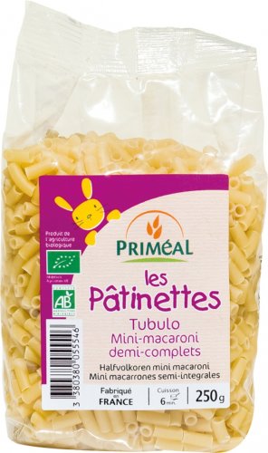 Paste mini macaroane grau semiintegral Les Patinettes 250g - PRIMEAL