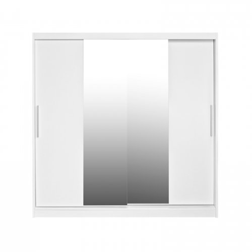 Dulap CORFU 04, usi glisante si oglinda, alb, 200x60x200 cm