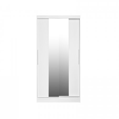 Dulap KOSS 04, cu usi glisante si oglinda, alb, 100x60x200 cm
