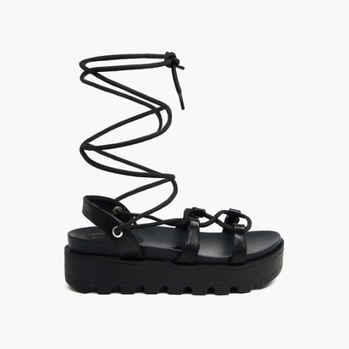 Cropp - Sandale cu șiret, negre - Negru
