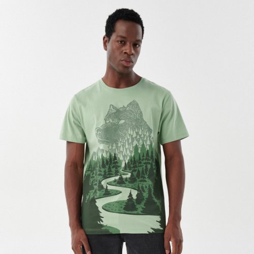 Cropp - Tricou cu imprimeu - Verde
