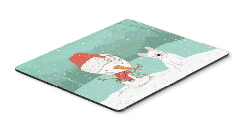 Caroline`s Treasures Alb franceză Bulldog Snowman Crăciun Mouse Pad, Hot Pad sau Trivet Large