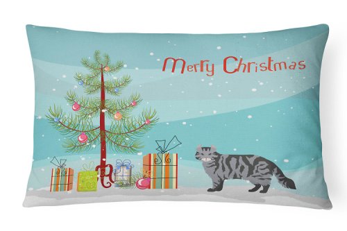 Caroline`s Treasures American Curl # 1 Cat Merry Christmas Canvas Fabric decorative perna Multicolore 12H x16W