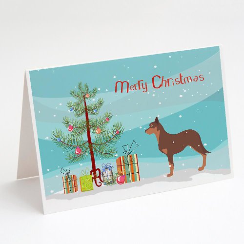 Caroline`s Treasures Australian Kelpie Dog Merry Christmas Tree Felicitări și plicuri Pack de Multicolore 7 x 5