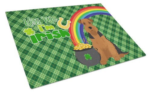 Caroline`s Treasures Black and Tan Airedale Terrier St Patrick`s Day Glass Cutting Board Large Multicolore 12H x 16W