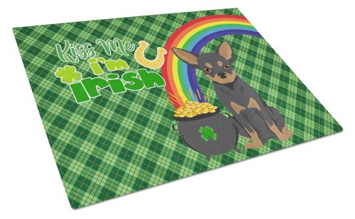 Caroline`s Treasures Black and Tan Chihuahua St Patrick`s Day Glass Cutting Board Large Multicolore 12H x 16W