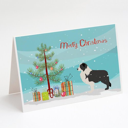 Caroline`s Treasures Black Border Collie Merry Christmas Tree Felicitări și plicuri Pack de 8 Multicolore 7 x 5