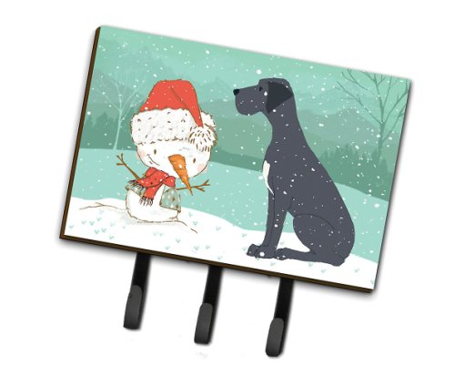 Caroline`s Treasures Black Great Dane și Snowman Lesa de Crăciun sau titular cheie Multicolore Triple