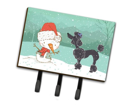 Caroline`s Treasures Black Pudel Snowman Lesa de Crăciun sau suport cheie Multicolore Triple