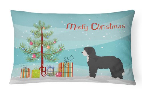 Caroline`s Treasures Black Sheepadoodle Christmas Tree Canvas Fabric pernă decorativă Multicolore 12H x16W
