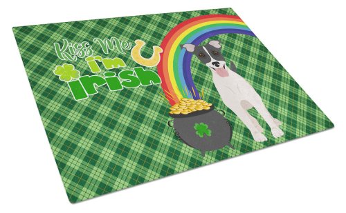 Caroline`s Treasures Black White Smooth Jack Russell Terrier St Patrick`s Day Glass Cutting Board La Alb 12H x 16W