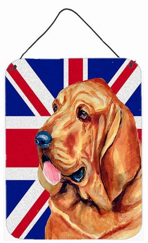 Caroline`s Treasures Bloodhound cu English Union Jack British Flag Wall sau Door Hanging Prints Multicolore 12x16