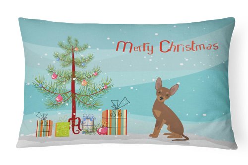 Caroline`s Treasures Brown Praga Ratter Christmas Tree Canvas Fabric pernă decorativă Multicolore 12H x16W