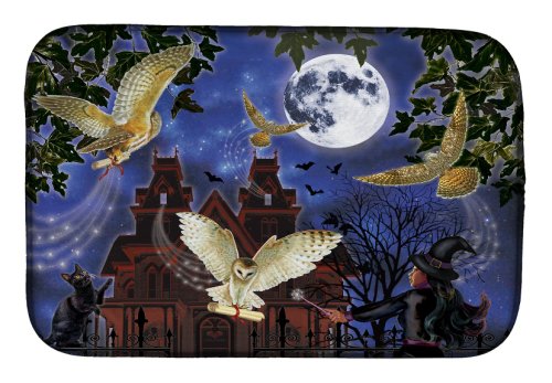 Caroline`s Treasures Carolines Comori PRS4051DDM Halloween Owl Express Dish uscare Mat Multicolore 14 x 21