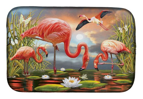 Caroline`s Treasures Carolines Comori PRS4054DDM Flamingos Dish Uscare Mat Multicolore 14 x 21