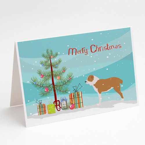 Caroline`s Treasures Ciobanesc din Asia Centrală Dog Merry Christmas Tree Felicitări și plicuri Pac Multicolore 7 x 5