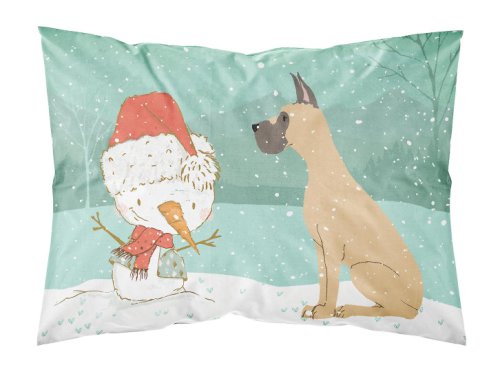 Caroline`s Treasures Decupate Fawn Great Dane Snowman Crăciun Fabric Standard pillowcase Mltcl