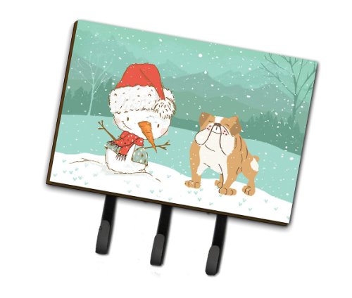 Caroline`s Treasures Engleză Bulldog Snowman Lesa de Crăciun sau titular cheie Multicolore Triple
