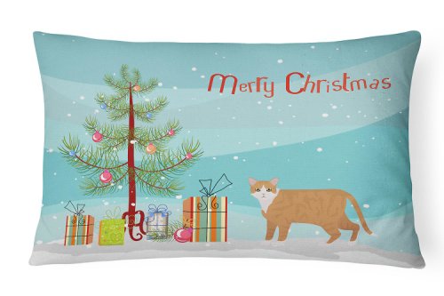 Caroline`s Treasures European Shorthair #1 Cat Merry Christmas Canvas Fabric decorative pernă Multicolore 12H x16W