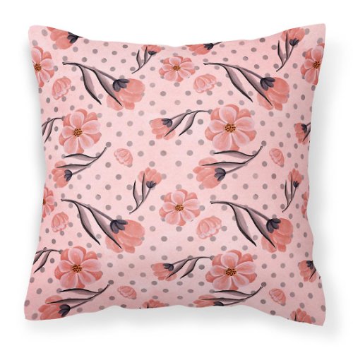 Caroline`s Treasures Flori roz și Polka Dots Fabric pernă decorativă Mltcl 14Hx14W