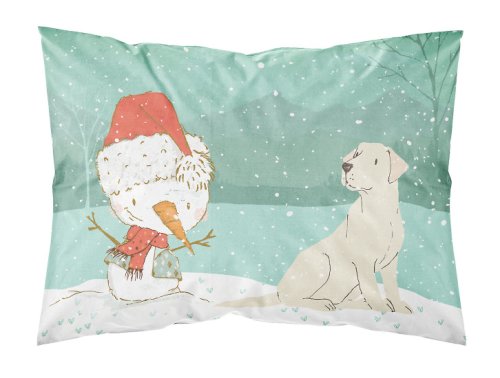 Caroline`s Treasures Galben Labrador Snowman Crăciun Fabric Standard pillowcase