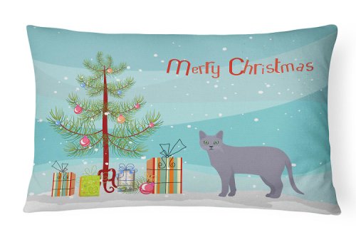 Caroline`s Treasures Korat #1 Cat Merry Christmas Canvas Fabric perna decorativa Multicolore 12H x16W