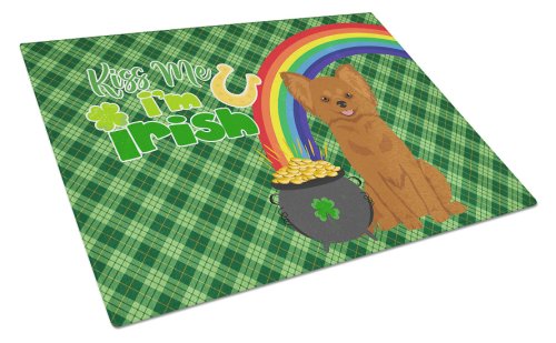 Caroline`s Treasures Longhaired Red Chihuahua St Patrick`s Day glass cutting board large Multicolore 12H x 16W