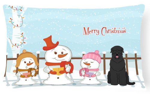 Caroline`s Treasures Merry Christmas Carolers Black Russian Terrier Canvas Fabric Pernă decorativă Multicolore 12H x16W