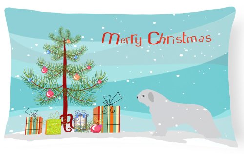 Caroline`s Treasures Spaniolă de apă Dog Merry Christmas Tree Canvas Fabric pernă decorativă Multicolore 12H x16W